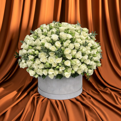 Luxury White Rose Arrangement in white Box