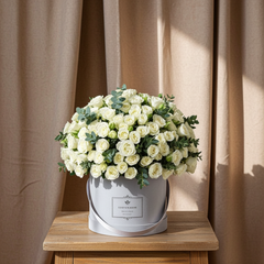 Luxury White Rose Arrangement in white Box