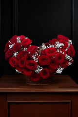 Heart-Shaped Red Roses Basket