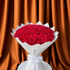 Luxury Red Rose Bouquet in White Paper Wrap