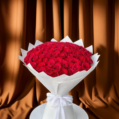 Luxury Red Rose Bouquet in White Paper Wrap
