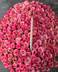 200 Double Pink Roses Basket โ Luxury Romance by Rawadat Alward - Rawadat Alward