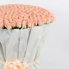 200 Peach Roses Bouquet – Grandeur & Grace by Rawadat Alward - Rawadat Alward