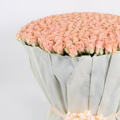 200 Peach Roses Bouquet – Grandeur & Grace by Rawadat Alward - Rawadat Alward
