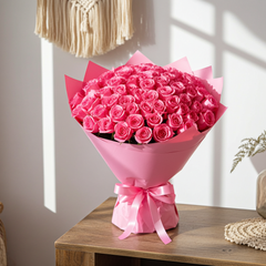 Pink Rose Bouquet in Luxury Wrap