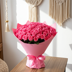 Pink Rose Bouquet in Luxury Wrap