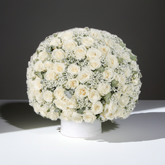 White Rose and Baby's Breath Flower Arrangement