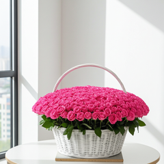 Pink Rose Elegant Basket Bouquet
