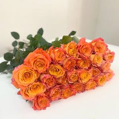 Orange Rose Bouquet with Baby's Breath