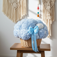Blue Hydrangea Basket Arrangement