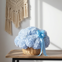Blue Hydrangea Basket Arrangement