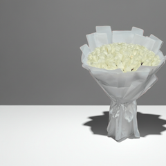 Luxury White Roses Wrapped in Paper