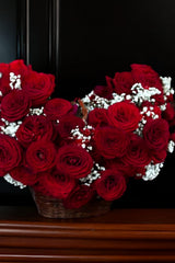 Heart-Shaped Red Roses Basket