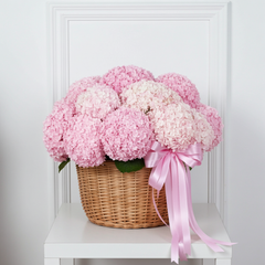 Pink Hydrangea Basket Arrangement