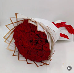 Classic Red Roses Wrapped in White Paper