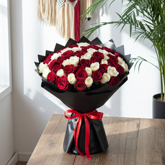 Romantic Red and White Rose Bouquet for Special Occasions