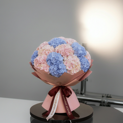 Pastel Blue & Pink Hydrangea Bouquet
