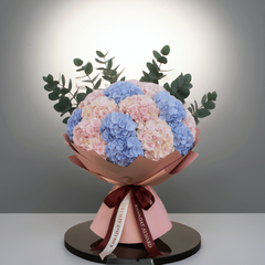 Pastel Blue & Pink Hydrangea Bouquet