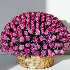 Luxury Purple Roses Basket Arrangement