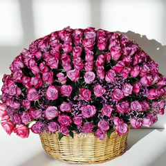 Luxury Purple Roses Basket Arrangement