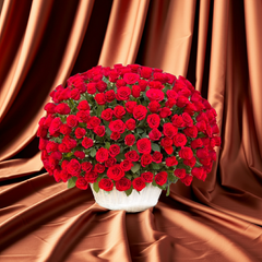 Luxury Red Rose Bouquet in White Basket