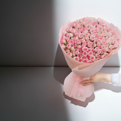Pink Spray Rose Bouquet with Pink Ribbon