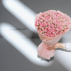 Pink Spray Rose Bouquet with Pink Ribbon