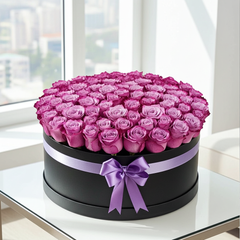 Luxury Purple Rose Box Arrangement