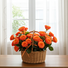 Orange Rose Basket Arrangement