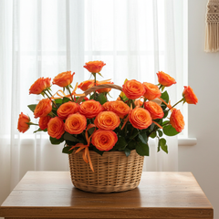 Orange Rose Basket Arrangement