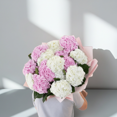 Elegant Pink and White Hydrangea Bouquet