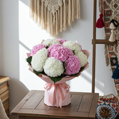 Elegant Pink and White Hydrangea Bouquet