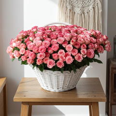 Romantic Pink Rose Basket for Special Occasions