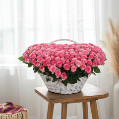 Romantic Pink Rose Basket for Special Occasions