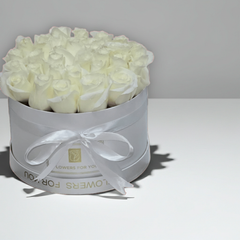 White Roses Gift Box - Fresh Blooms