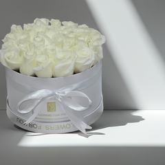 White Roses Gift Box - Fresh Blooms