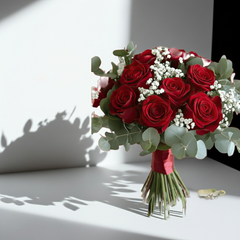 Red Rose and Eucalyptus Wedding Bouquet