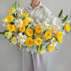 Bright Yellow & White Floral Arrangement - Rawadat Alward