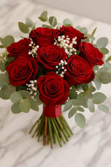 Classic Red Rose & Baby’s Breath Bouquet - Rawadat Al Ward
