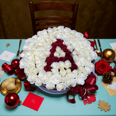 Customizable Initial Rose Gift – Red and White Roses - Rawadat Al Ward