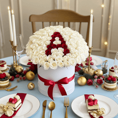 Customizable Initial Rose Gift – Red and White Roses - Rawadat Al Ward