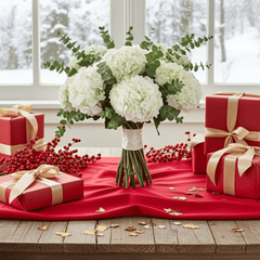 Elegant White Hydrangea Bouquet with Eucalyptus - Rawadat Al Ward