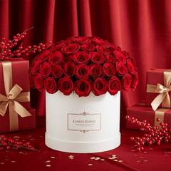 Fresh Red Roses Arranged in Luxury Round Boxes - Rawadat Al Ward