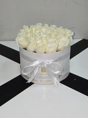 Fresh White Roses in Gift Box - Rawadat Al Ward