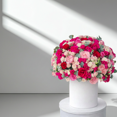 Luxury Pink Arrangement in White Hatbox