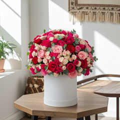 Luxury Pink Arrangement in White Hatbox