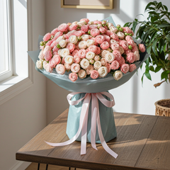 Elegant Pink and White Rose Bouquet