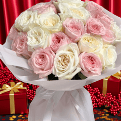 Pink and White Ohara Rose Bouquet - Rawadat Al Ward