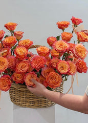 Premium Orange Rose Basket - Rawadat Alward
