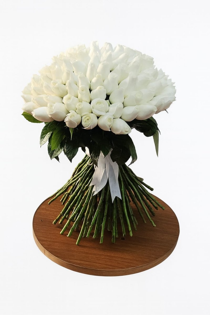 Pure White Roses Bouquet - Rawadat Al Ward